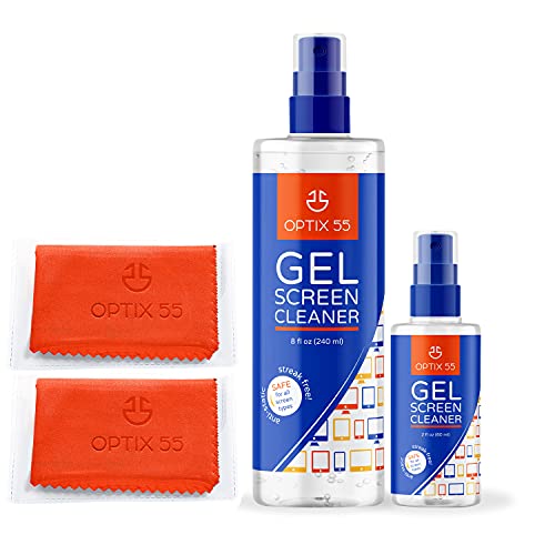 Screen Cleaner Spray - TV Screen Cleaner | (1) 8oz & (1) 2oz Gel Cleaner Bottles + (2) Microfiber Cleaning Cloths for Computer Screen Monitor, TV, Phone Screen Kit Cleaner Spray for Electronic Devices