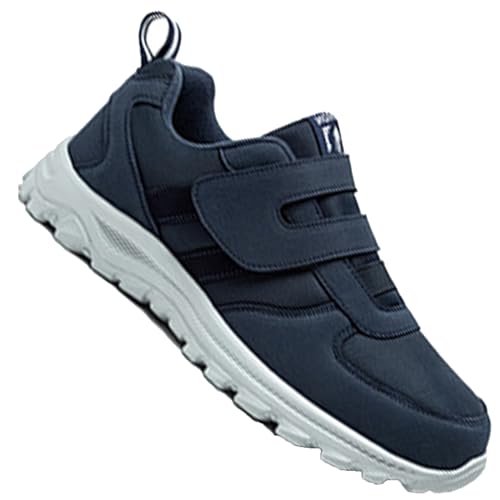 AZMAHT Damen Herren Diabetiker Schuhe Weit Gesundheit Sneaker mit Klettverschluss Breit Halbschuhe Geschwollene Füße Gesundheitsschuhe,Men Blue,42/260mm
