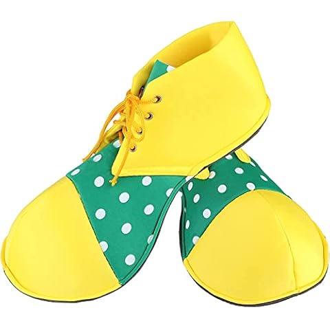 Ailesiy 1 Pair Large Size Clown Shoes Yellow Polka Dots Clown Shoes for Carnival Halloween Clown Cosplay, Clown Shoes Funny Circus Props for Unisex Adult Fancy Dress Party Accessories Cover