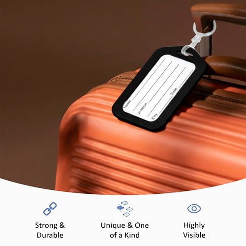Image of Storite Pack of 6 Luggage Tags, Smart Tag for Travel suitcases (Black) | Travel Bags Tags for Easily Identification of Bags