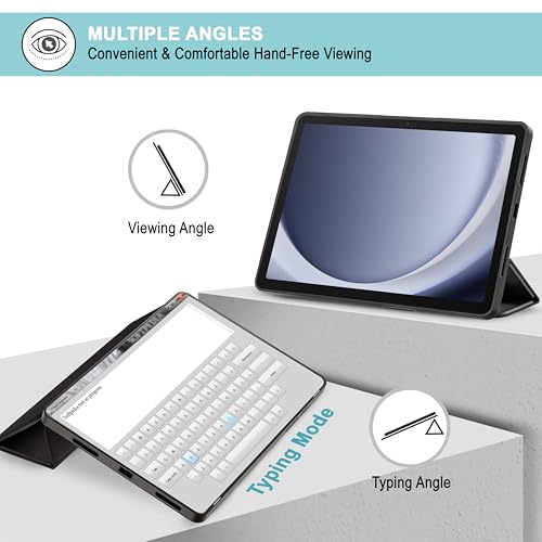 Image of CEDO Tri-Fold for Samsung Tab A9+ Plus (11 in) Smart Case Flip Cover with Multi Viewing Angles Stand | Leather Finish | Heat Dissipation | TPU Backcover (Black)