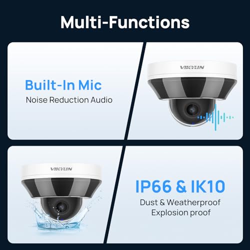Image of 6MP IP PoE PTZ Camera Outdoor with Pan /Tilt 3X Optical Zoom,2.8-8mm Motorized Lens,98ft IR Night Vision, Built-in Mic, Human /Vehicle Detection,IP66&IK10, Blue Iris, NDAA Compliant Dome Mini PTZ Camera