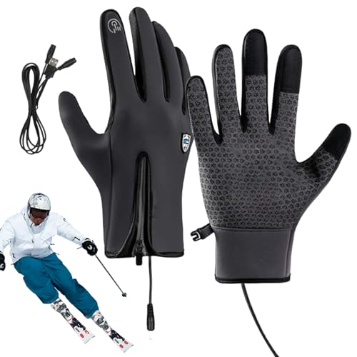 Beheizte warme Ski-Fäustlinge – Wiederaufladbare Winter-Ski-Fäustlinge – Herren Damen Handwärmer Winddicht mit Reißverschlüssen zum Angeln, Wandern, Skaten