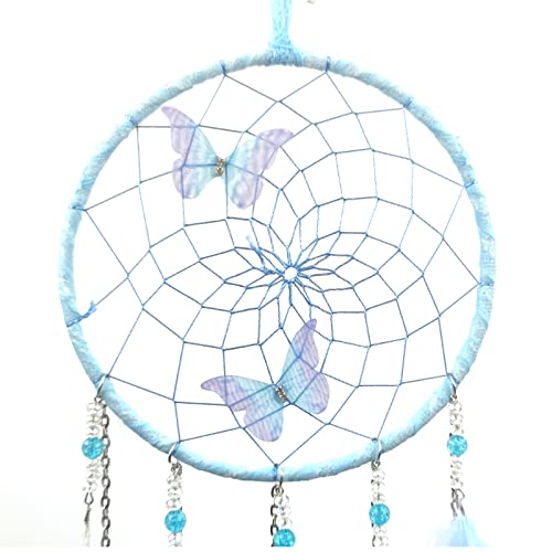 Blue Butterflies Dream Catcher Handmade Colorful Feather Dream Catchers Wall Decoration for Girls Kids ?Beautiful Wall Art. Great Decoration for Bedroom,Baby Tent,Sitting Room,Balcony,Party.