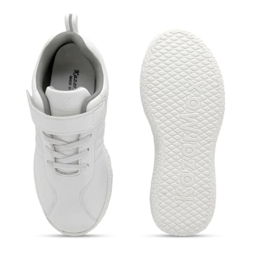 Image of KazarMax Black & White PU School Shoes for Unisex Boys & Girls