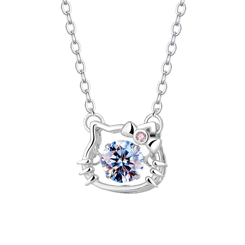 S925 Sparkling Silver Dancing Heart Necklace Romantic Necklace For Girls