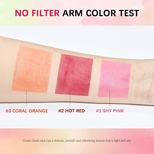 Paminify Soft Creamy Blush Stick,On-The-Go Blush,2-In-1 Cheek And Lip Tint,Waterproof Hydrating Solid Natural Moisture Smooth Blendable Matte Finish Face Blush Makeup,03 Coral Orange thumb #7