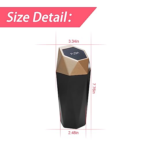 Image of Car Trash Can, Mini Plastics Portable Auto Rubbish Bin with Lid, Leakproof Diamond Design Garbage Holder, Small Waterproof Vehicle Dustbin for Automotive, Kitchen, Home, Office