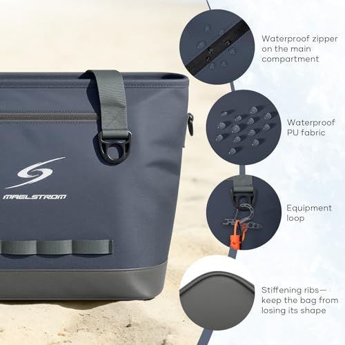 Image of Maelstrom 30 Can Insulated Cooler Bag, Leakproof Soft Ice Chest | Tote Style,16h Cold, Lightweight,Collapsible,Peva Liner,Waterproof,Gear Loop,Multi-Pockets,For Shopping,Beach,Picnic