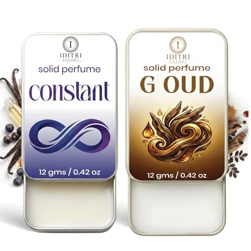 Image of IDITRI EXPORT Solid Perfume |G oud&Constant Alcohol Free Wax Perfume Balm, Long Lasting | Pocket Tin 12g, Pack Of 2| Non Greasy Smooth Glide, Travel Friendly Men And Women