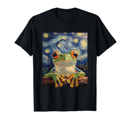 Frog Van Gogh Style Starry Night Funny Graphic T-Shirt