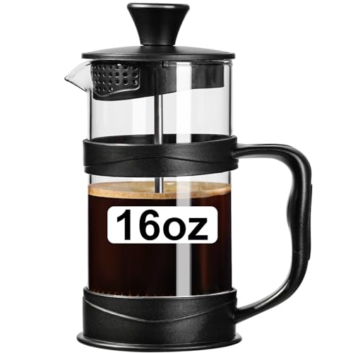 PARACITY French Press Coffee/Tea Maker, Camping Mini Coffee/Tea Press of 304 Stainless Steel Filter and Heat Resistant Glass, Cold Brew Coffee Maker 16OZ for Travel& Home Gift(Black) PARACITY French Press Coffee/Tea Maker, Camping Mini Coffee/Tea Press of 304 Stainless Steel Filter and Heat Resistant Glass, Cold Brew Coffee Maker 16OZ for Travel& Home Gift(Black)
