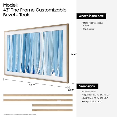 Image of Samsung 43 inch The Frame Customizable Bezel (2026 Model), Magnetic, Easy Installation, VG-SCFH43TKBZA, Modern Teak