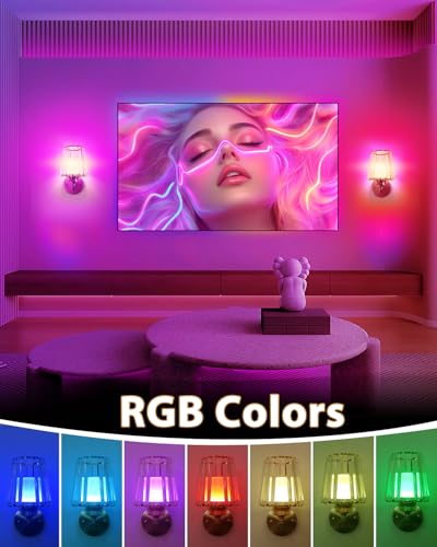 Image of Adetu 10.4 Inch Crystal Wall Sconces Set of 2, Battery Operated Wall Sconce | 10000mAh Magnetic Bulbs and Remote, 5%-100% Dimmable, RGB Rechargeable Wall Lights for Bedroom Living Room Hallway Deco