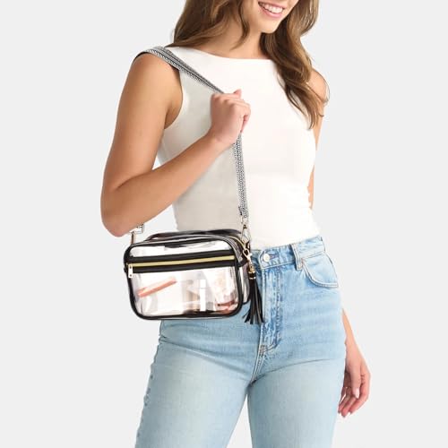 Image of Clear Crossbody Bag Stadium Approved Clear Purse - Transparent Messenger Bag with Front Pocket