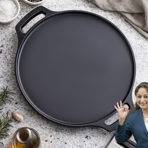 Image of PANCA Pre-Seasoned Cast Iron Dosa Tawa 30 cm | Heavy Roti /Chapati Tawa for Gas & Induction | Chemical-Free, Naturally Non-Stick Pan (Cast Iron Tawa)
