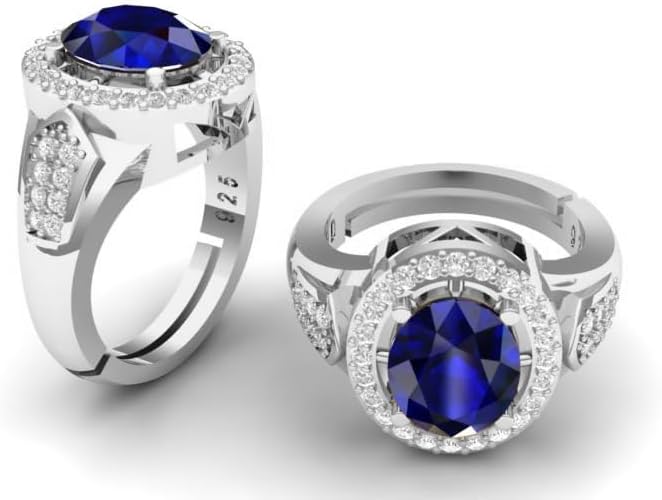 9.25 Carat 925 Sterling Silver Natural Blue Sapphire Gemstone Engagement & Solitaire Silver Ring For Women - Image 5
