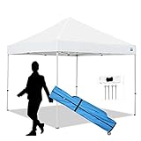 King Canopy Festival 10-Feet by 10-Feet Instant Pop up Canopy, 1-Inch Steel Frame, Guy Ropes and Sta