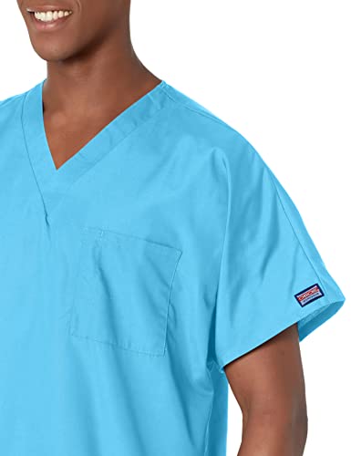Image of Cherokee Scrubs for Women and Men Unisex V-Neck Tunic Nursing Scrub Top with Chest Pocket, Tuckable Durable Fabric - 4777 | 1 Chest Pocket For Essentials, Traditional Fit, Durable Construction, Comfortable Knit Details, Easy Care, Tuckable Style