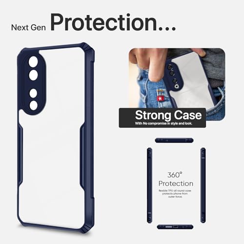 Image of Pikkme Honor 90 5G Back Cover | Crystal Clear Transparent Back | Ultra Hybrid | Full Camera Protection | Raised Edge | Bumper Back Case (Blue)