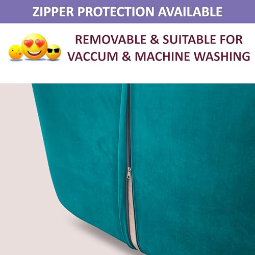 Image of Adorn India Easy Multi Mode 1 Seater Sofa Cum Bed | Velvet Fabric | Aqua Blue | Stripes Design | Comfortable Seating | Washable Cover | Perfect for Home & Office