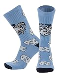 UNC Tar Heels Crew Socks - Men's & Women's NCAA Fan Apparel - Mayhem (Columbia Blue/White, Made in USA, Large)