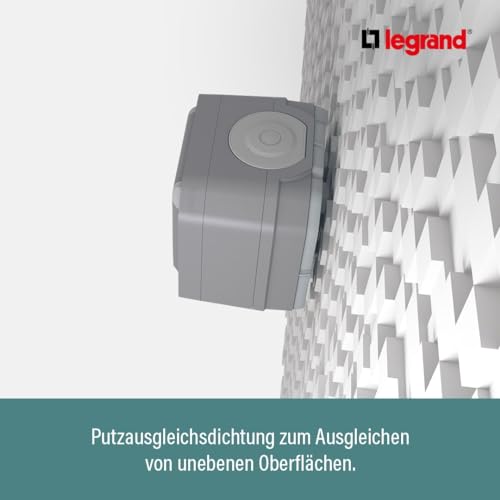 LEGRAND, Plexo New Feuchtraum Aufputzdose 2-fach, Aufputzgehäuse, 3 Membranen, 1 Kabelzugang, horizontal und vertikal installierbar, Farbe: Anthrazit, 069602L