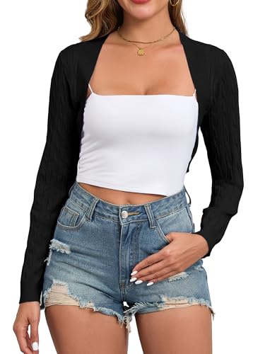 Women's Cardigan Long Sleeve Bolero Shrugs for Evening Dress Lightweight Cropped Open Front Casual Knit Tops