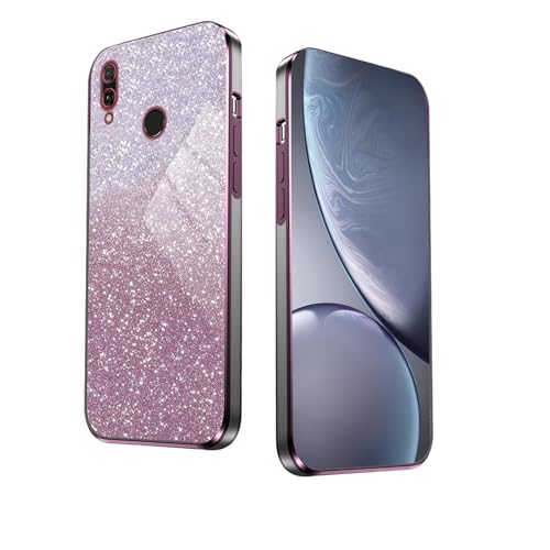 WBWONE Glitter Cover per Huawei P Smart 2019 / Honor 10 Lite, Bordo Elettroplaccato, Custodia Morbida con Adesivi Scintillio, Anti-Graffio Case - Rosa