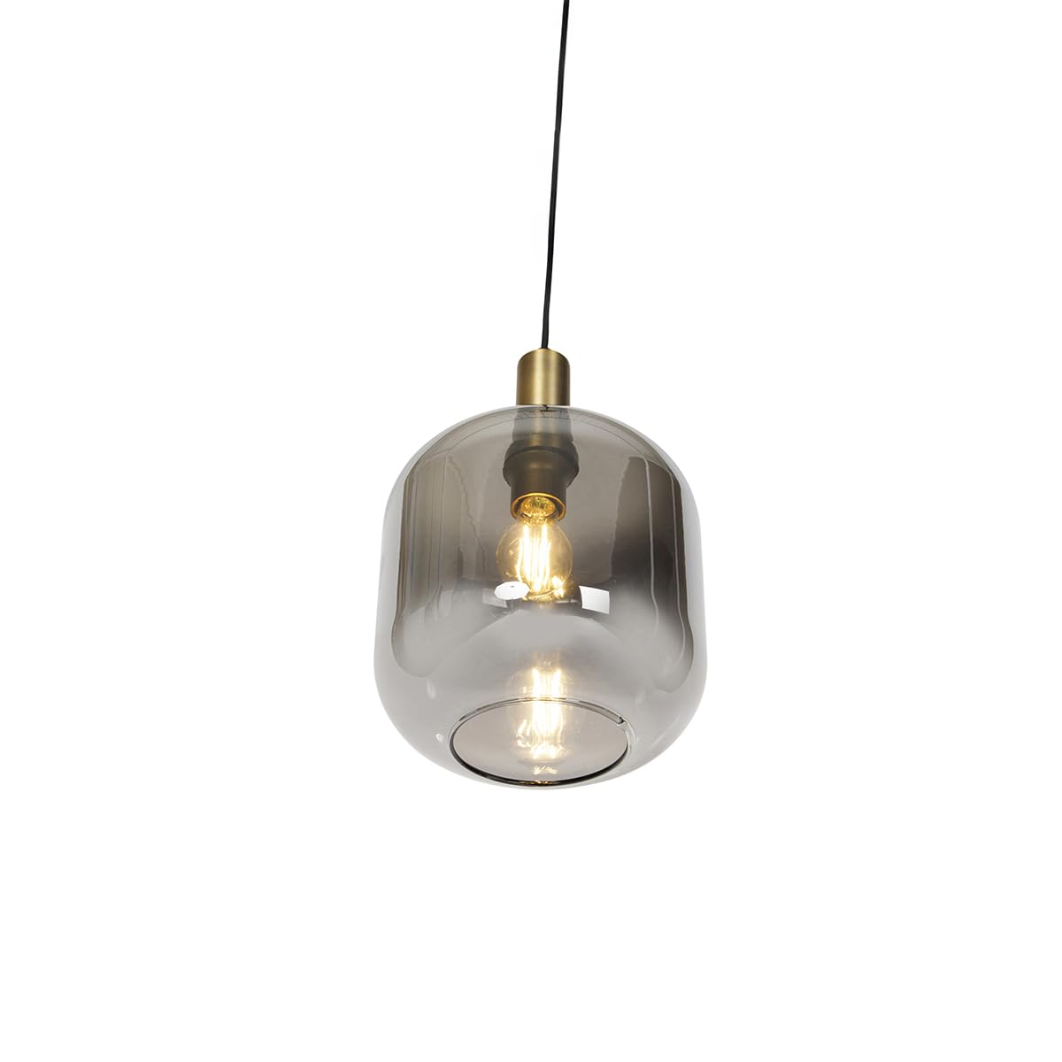 Qazqa Diseño Lámpara colgante inteligente negra con cristal dorado y ahumado con WiFi G95 - Zuzanna/Acero Redonda Adecuado para LED Max. 1 x 4.9 Watt