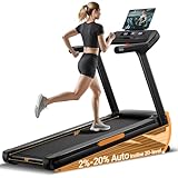 UMAY Fitness Treadmill with 20% Auto Incline,400LB Capacity,4.0HP & 9.5 MPH Speed,Foldable 55'x18'Ultra Large Wide Walking & Running Area Treadmill for Home with Handle