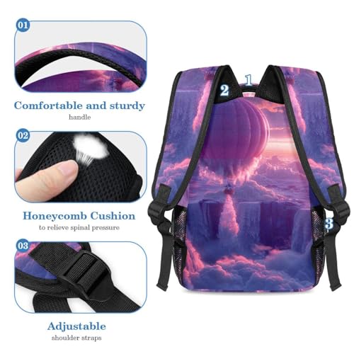 Sac à dos de cours pour adolescents avec ensemble trousse scolaire rose