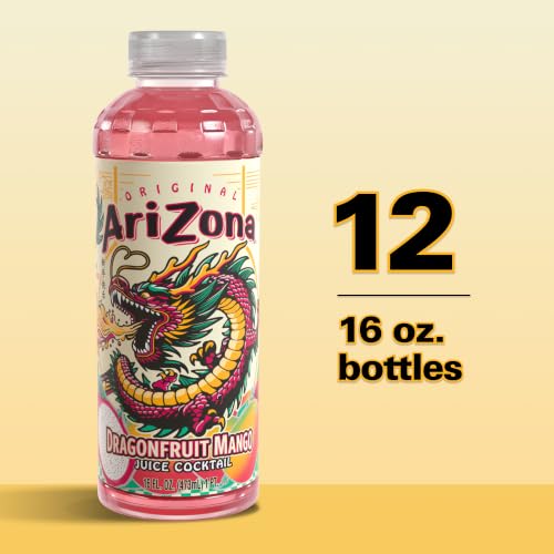Image of AriZona Dragon Fruit Mango - Fruit Juice Cocktail - 16 Fl Oz (Pack of 12)