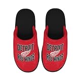 FOCO NHL メンズ 公式プライマリーロゴ ワードマーク 刺繍 スタックチームロゴスカッフ スライドスリッパ, Detroit Red Wings - Red, 11-12