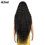 DÉBUT Lace Front Perücke Super lange gewellte Perücke für Damen 104 cm 280g Kunsthaar Hitzebeständige Faser 130% Dichte(104 cm, Schwarz) – Bild 3