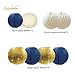 NICROLANDEE Navy Party Decorations Navy and Gold Glitter Paper Lanterns Tissue Pom Poms Hanging Honeycomb Ball for Navy Blue Birthday Decorations Baby Shower Wedding Bridal Shower Home Decor