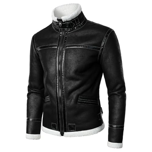 Chaqueta Bomber de Cuero Sintético para Hombre 5X-Large miniatura 3