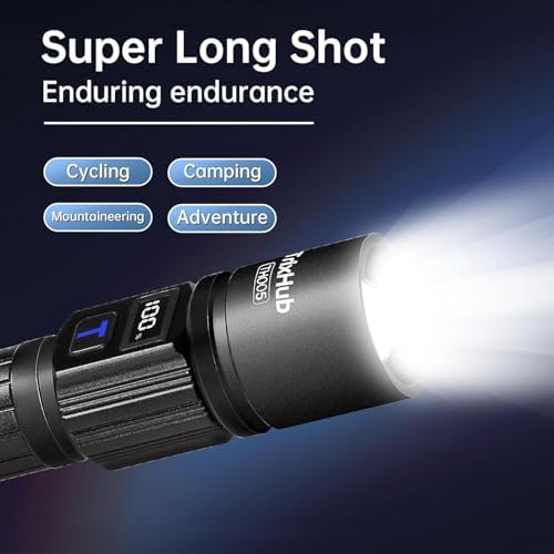 TrixHub Rechargeable Flashlights 2 Pack, Super Bright High Lumens Flash Light, 5 Modes Zoomable Linternas with LCD Digital Display, Powerful Handheld LED Flashlights for Home Emergencies Camping - 4