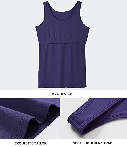 Image of Vislivin Cotton Tank Tops with Shelf Bra for Women Stretch Tanks Wide Strap Undershirts