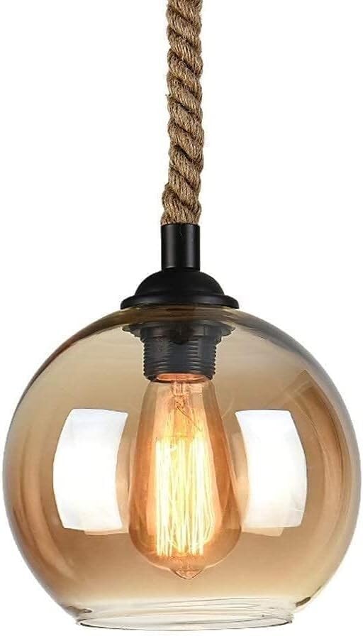 Luminaire îlot de cuisine verre ambré pour escalier élégant