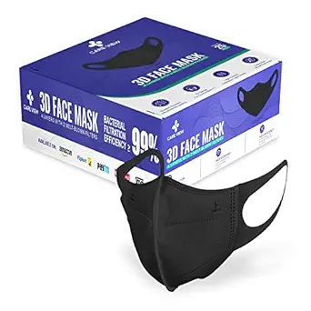 Care View 3 Dimensional Disposable Face Mask with 4 Layered Filtration, SITRA and BIS(ISI) certified & Incredibly Soft Spandex Non Woven Fabric Ear loop (Black, Pack of 25)