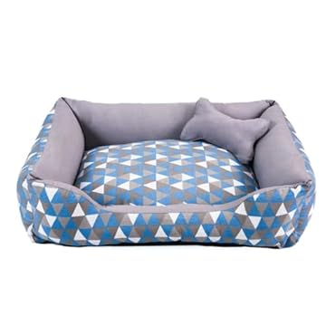 Cama para Cachorro Médio 60X50 Com Zíper Estampa Geométrico Turquesa Cinza