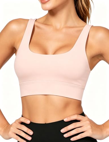 Image of Buauty Sports Bras for Women, High Support Sport Bra Workout Built in Bra Scoop Neck U Back Yoga Sports Bra