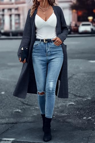 Image of Danedvi Long Cardigan Sweaters Women Trendy Open Front Coat with Pockets | Open Front Duster,Long Sleeve Coatigan,Soft Knit,Oversized,Casual Fall Winter, Daily Wear, Going Out,Work Office