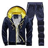 Trainingsanzug Herren Jogginganzug Herren Winter Fleece Gefüttert Jogginganzug Herren Sweatshirt Herren Hooded Freizeitanzug Sportanzug Set Jogginghose Trainingsjacke Tracksuit Sportjacke Warme