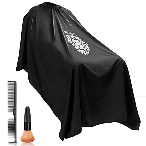 Bircen Professional Barber Cape for Men Protector Haircut Cloth Apron Neck Duster Brush and Carbon Comb Salon Barber Supplies 3pcs, 55
