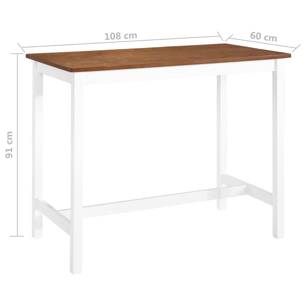 Tavolo Alto da Bar in Legno e MDF per Cucina, 108x60x91 cm | Mobile bar marrone e bianco per soggiorno e sala da pranzo, ideale anche come consolle per l'ingresso di casa.