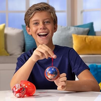 Miraculous Ladybug MiraBall, 3-in-1 Surprise, 3 Pack, Blind Box Toys for Kids - Collectable Characters from TV Shows - Metal Ball, Kwami Plush, Stickers, White Ribbon - Collect Them All