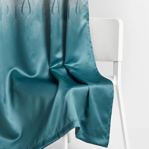 Image of haus & kinder Blackout Window Curtains 5 Feet Long Pack of 2 Window Curtains, 5 Feet Curtains for Window, 80% Room Darkening (Turquoise, 114x152 CM)