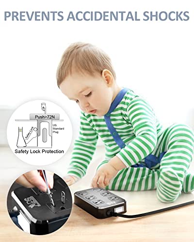 Image of Outdoor Power Strip Weatherproof, Waterproof Power Strip with 6 Wide Outlet 3 USB Ports, 10FT Extension Cord, 1625W Overload Protection,Outlet Extender for Christmas Lights ETL Listed Black